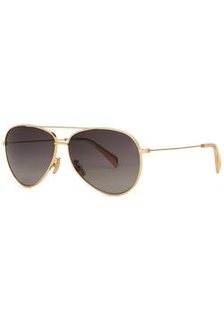 推荐Gold-tone aviator-style sunglasses商品