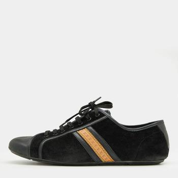 lv女鞋, [二手商品] Louis Vuitton | Louis Vuitton Black Leather And Suede Low Top Sneakers Size 38.5商品图片 