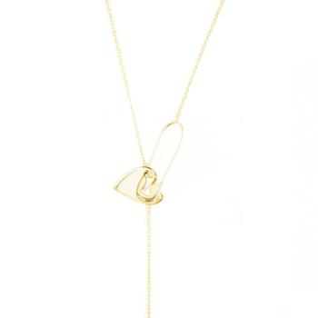 ADORNIA | Adornia Heart Safety Pin Lariat Necklace Gold Vermeil .925 Sterling Silver商品图片,1.4折