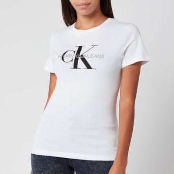 推荐Calvin Klein Jeans Women's Monogram Logo Regular Fit T-Shirt - Bright White商品