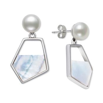 推荐Cultured Freshwater Pearl (7mm) & Mother-of-Pearl Drop Earrings in Sterling Silver商品