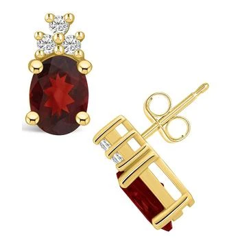 Macy's | Garnet (3 ct. t.w.) and Diamond (1/5 ct. t.w.) Stud Earrings in 14K Yellow Gold,商家Macy's,价格¥11187