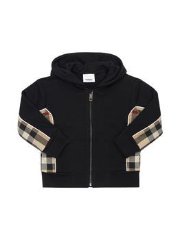 Burberry | Cotton Sweatshirt Hoodie W/check Inserts商品图片,