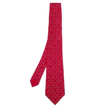 爱马仕领带, [二手商品] Hermes | Hermes Red Seashell & Fish Printed Silk Tie商品图片 7.2折