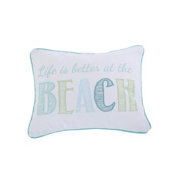 商品Levtex | Del Ray Life Is Better Embroidered Decorative Pillow, 14" x 18",商家Macy's,价格¥258图片
