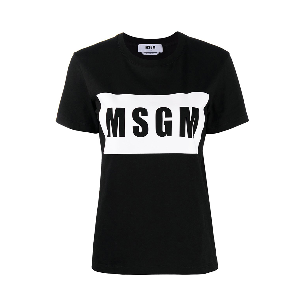 女士始祖鸟短袖, MSGM | MSGM 女士黑色徽标印花棉质短袖T恤 2941MDM95-207798-99商品图片 独家减免邮费