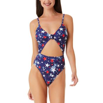 California Waves | Juniors' Splatter-Star Knotted-Front Cut-Out One-Piece Swimsuit, Created for Macy's商品图片,4.9折
