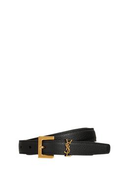 Yves Saint Laurent | 2cm Ysl Textured Leather Belt商品图片,