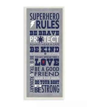 Stupell Industries | The Kids Room by Stupell Gray and Navy Superhero Rules Typography Wall Plaque Art, 7" L x 17" H,商家Macy's,价格¥175