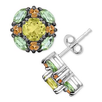 商品Multi-Gemstone Cluster Stud Earrings (3-1/4 ct. t.w.) in Sterling Silver图片