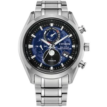 Citizen | Men's Tsuki-yomi A-T Chronograph Sport Luxury Eco-Drive Silver-Tone Titanium Bracelet Watch 43mm,商家Macy's,价格¥5725