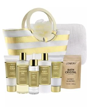 Lovery | Honey Almond Home Spa Gift Set, Bath and Body Care with Tote Bag, 9 Piece,商家Macy's,价格¥437