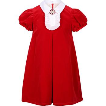 商品Pearls and rhinestones brooch dress in red and white,商家BAMBINIFASHION,价格¥1570图片