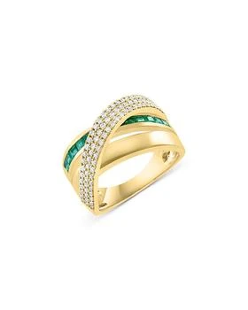 Bloomingdale's | Emerald & Diamond Crossover Ring in 14K Yellow Gold,商家Bloomingdale's,价格¥35916