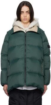 Yves Salomon | Green & Beige A-Line Down Jacket 3折