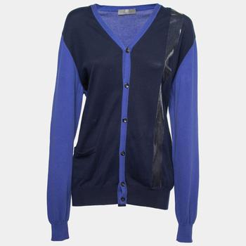 推荐McQ by Alexander McQueen Blue Knit Button Front Long Sleeve Cardigan L商品