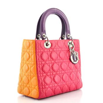 [二手商品] Dior | Christian Dior Tricolor Lady Dior Bag Cannage Quilt Grained Lambskin Medium商品图片,