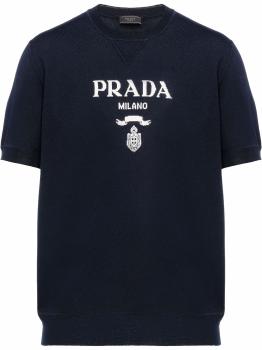 Prada | PRADA 男士深蓝色羊绒短袖针织衫 UJN815-10ZG-F0008商品图片,独家减免邮费