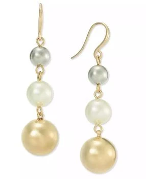 Charter Club | Two-Tone Imitation Pearl Triple Drop Earrings, Created for Macy's,商家Macy's,价格¥221