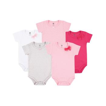 Hudson | Bodysuits, 5-Pack, Pink and Gray, 6-12 Months商品图片,