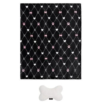 Juicy Couture | Paw Heart Pet Plush Sherpa 50" x 60" Blanket Bone Pillow, Set of 2,商家Macy's,价格¥160