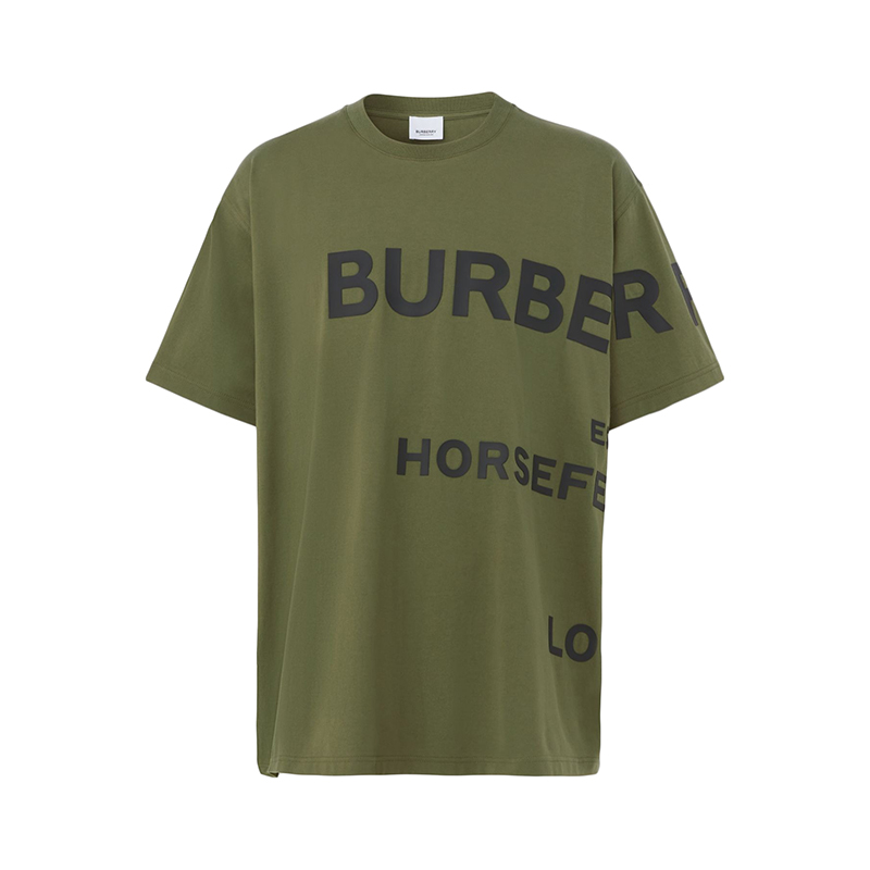 时尚burberry t恤男装, Burberry | 【包税】BURBERRY/博柏利 22年春夏新款 Horseferry系列 男士橄榄色纯棉印花宽松短袖T恤80552491商品图片 额外9.5折, 包邮包税, 额外九五折