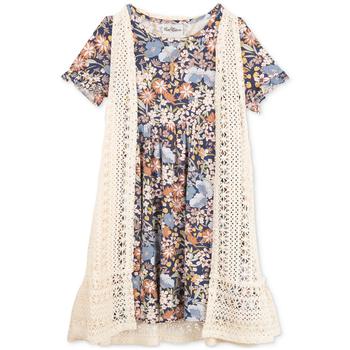 商品Rare Editions | Big Girls Floral Dress & Crochet Vest,商家Macy's,价格¥523图片