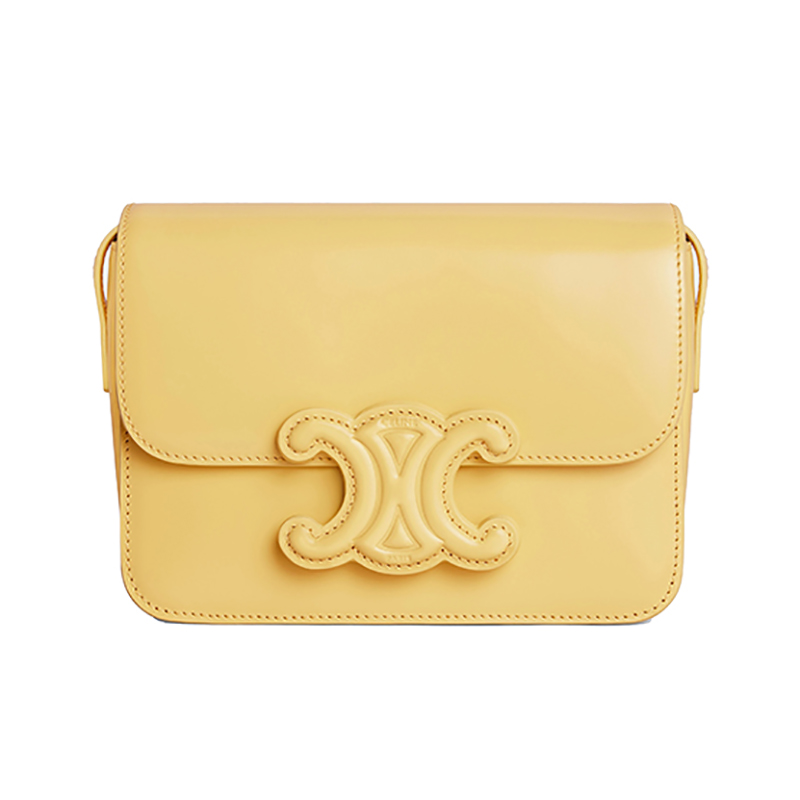 celine triomphe价格, Celine | CELINE/赛琳 22新款TRIOMPHE系列 女士雌蕊黄色小牛皮徽标按扣翻盖开合单肩包商品图片 7.9折×额外9.5折, 包邮包税, 额外九五折