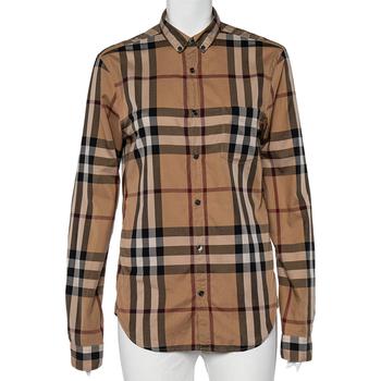 美国burberry, [二手商品] Burberry | Buberry Brit Brown Checkered Cotton Button Front Long Sleeve Shirt S商品图片 6折