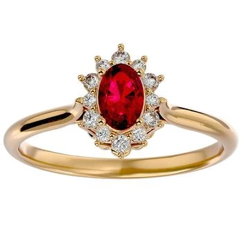 SSELECTS | 2/3 Carat Oval Shape Ruby And Halo Diamond Ring In 14 Karat Yellow Gold,商家Premium Outlets,价格¥2944