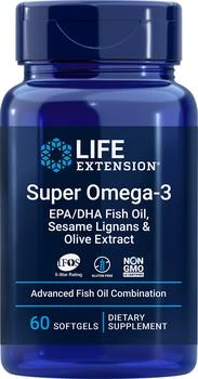Life Extension | 深海鱼油欧米伽omega-3高纯度超级野生鱼油软胶囊中老年人DHA 60粒/瓶,商家Life Extension,价格¥144