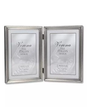 Lawrence Frames | Antique Pewter Hinged Double Picture Frame - Bead Border Design - 5" x 7",商家Macy's,价格¥186