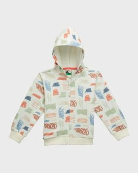 推荐Kid's Scribble-Print Zip-Front Hoodie, Size 2-8商品