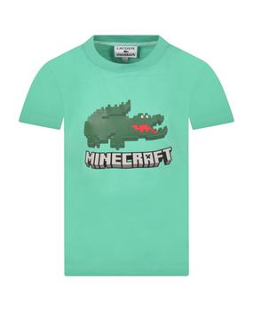 Lacoste | Green T-shirt For Boy With Pixelated Crocodile商品图片,