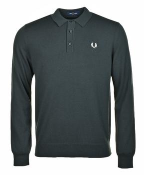 Fred Perry | Knitted Long Sleeve Polo Shirt Night Green商品图片,