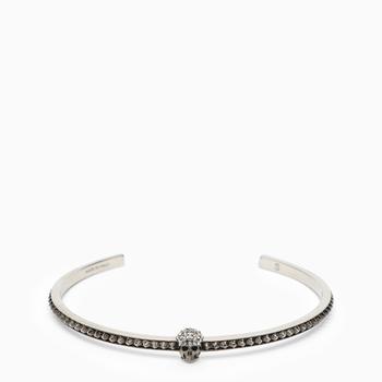 推荐Rigid silver Skull bracelet with crystals商品
