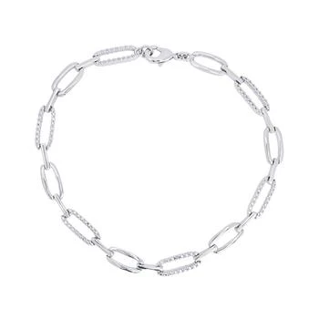 Macy's | Diamond Accent Paperclip Link Bracelet in Fine Gold Plate or Fine Silver Plate,商家Macy's,价格¥337