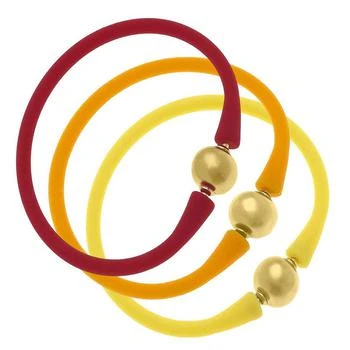 Canvas Style | Bali 24K Gold Bracelet Set of 3 in Red, Cantaloupe & Yellow,商家Verishop,价格¥574