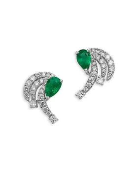 Bloomingdale's Fine Collection | Emerald & Diamond Pear Triple Row Stud Earrings in 14K White Gold,商家Bloomingdale's,价格¥20592