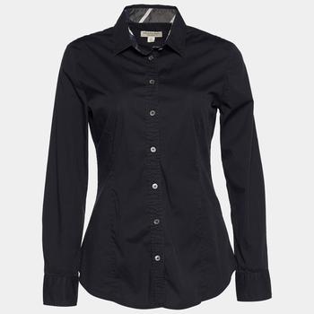 美国burberry, [二手商品] Burberry | Burberry Black Stretch Cotton Button Front Shirt S商品图片 8.8折
