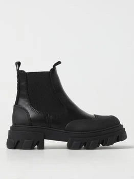 推荐Ganni ankle boots in leather and rubber商品