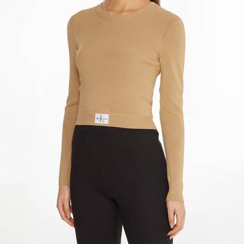 推荐Calvin Klein Jeans Women's Badge Short Sweater - Tawny Sand商品