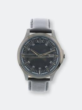 推荐Armani Exchange Men's 3 Hand Date Leather AX2411 Black Japanese Quartz Fashion Watch ONE SIZE商品