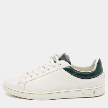 lv男鞋, [二手商品] Louis Vuitton | Louis Vuitton White Leather And Croc Embossed Luxembourg Sneakers Size 41.5商品图片 7.1折, 满$800减$80, 满减