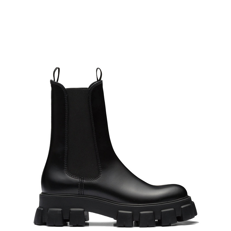 Prada | 【预售3-7天】PRADA/普拉达 22年春夏新款 Monolith系列 男士黑色拉绒皮革厚底切尔西靴2UE027_B4L_F0002商品图片,8折, 包邮包税