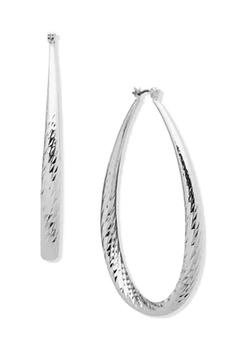 product Silver Tone 70 Millimeter Flat Click It Hoop Pierced Earrings image