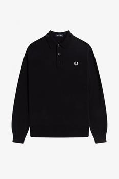 Fred Perry | Fred Perry K4535 Classic Knitted Shirt Long Sleeve - Black商品图片,