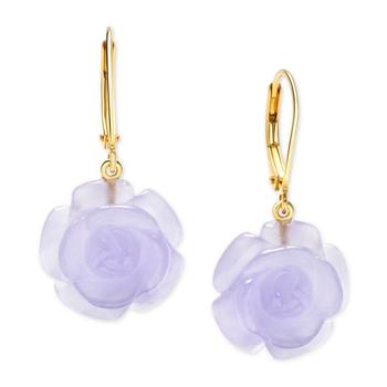 商品Macy's | Dyed Lavender Jade Flower Drop Earrings in 14k Gold-Plated Sterling Silver,商家Macy's,价格¥609图片