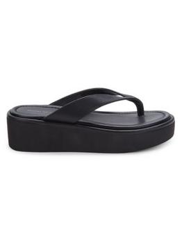 Stuart Weitzman | ​Leather Thong Toe Platform Sandals商品图片,3.7折