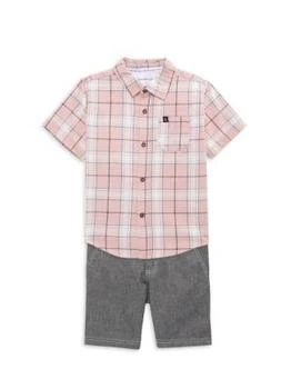 Calvin Klein | Little Boy's 2-Piece Plaid Shirt & Denim Shorts Set 5.2折